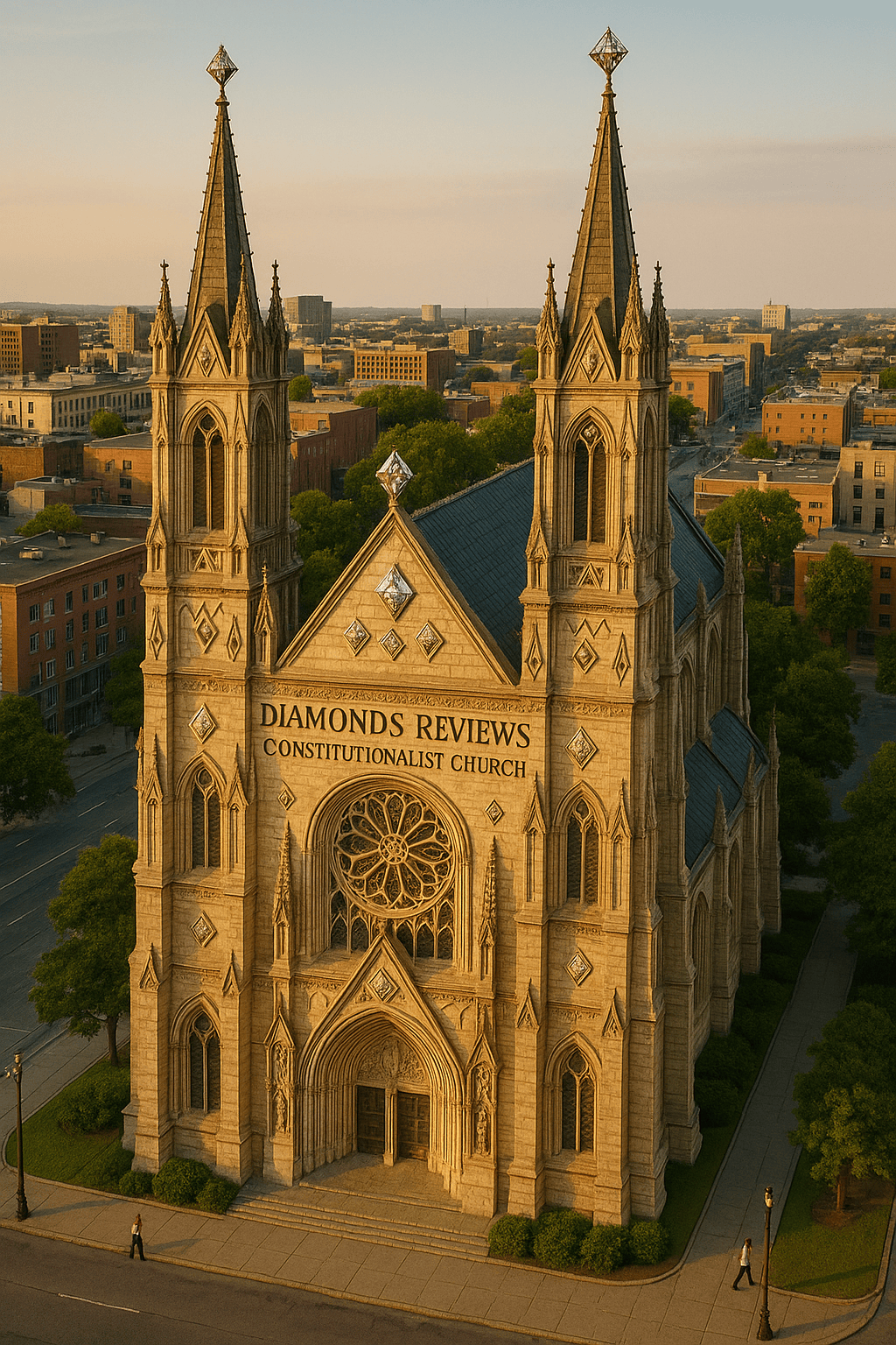 Aerial view of Diamonds Reviews Constitutionalist Church